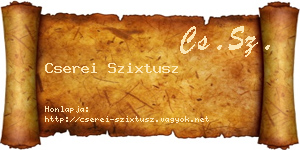 Cserei Szixtusz névjegykártya